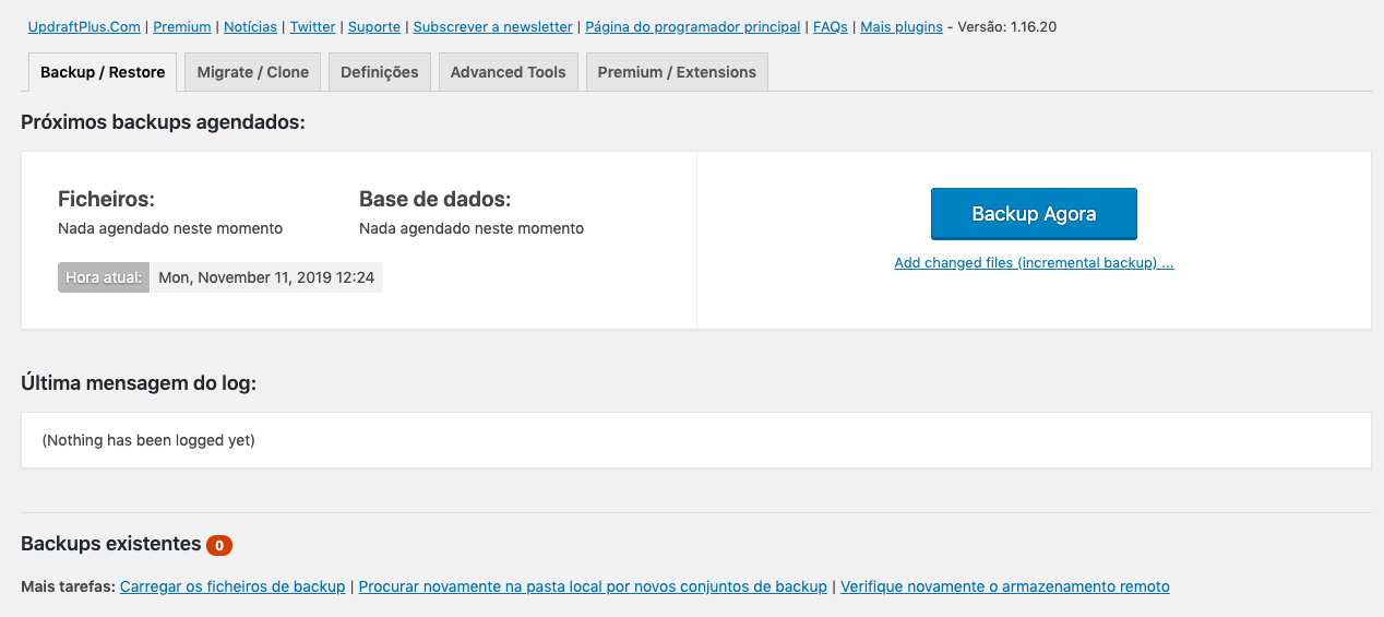 Fazer backup agora