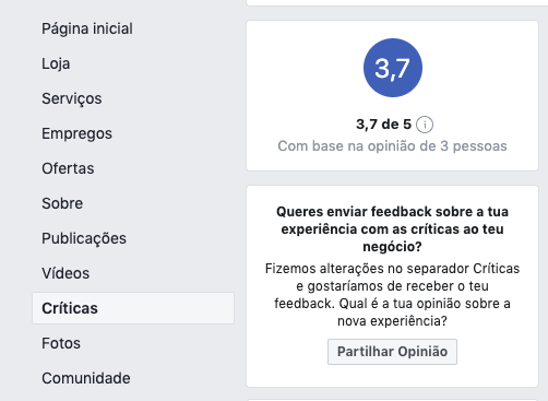 Separador Criticas no Facebook